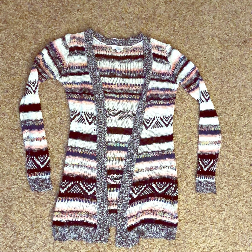 aztec print full tilt long sleeve cardigan